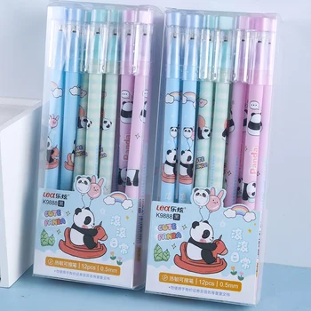 Karikatür Panda Silinebilir Jel Kalemler Kawaii Mekanik Siyah Mürekkep Kalemler Kore Kırtasiye Çocuklar Hediyeler Okul Ofis Yazma Malzemeleri