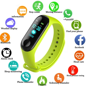 Kol saati Spor M3 Renkli Ekran Akıllı Spor Bilezik Aktivite Koşu İzci Kalp Hızı Çocuk Erkek Kadın İzle Saat