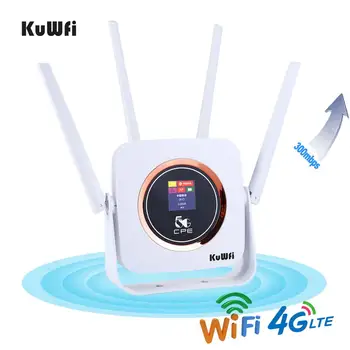 KuWFi 4G Yönlendirici Cat6 300Mbps Unlocked Kablosuz CPE Yönlendirici 4G LTE SIM Wifi sim kartlı router Yuvası ve RJ45 Lan Portu
