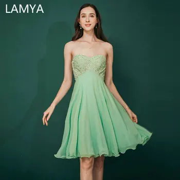 LAMYA Sevgiliye Yeşil Diz boyu balo kıyafetleri 2023 Zarif Kısa Gece Elbisesi Artı Boyutu Parti Örgün önlük Vestido de Festa