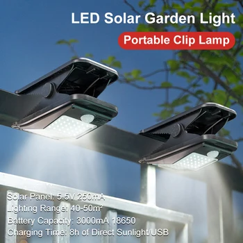 LED güneş enerjili bahçe ışığı Açık Clip-on hareket algılama ışığı IP65 Su Geçirmez kamp ışık Çit Güverte Duvar Kamp Çadırı Veranda