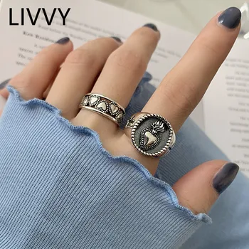 LIVVY2022 Yeni Yaratıcı Tay Gümüş Renk Kalp Açık Halka Kadın sevgililer Günü Hediyesi Moda Mizaç Zarif El Yapımı