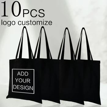 logo ile 10 adet Özel Alışveriş Çantaları Bayanlar Kullanımlık Çevre Dostu Tote Katlanabilir Moda Tüm Maç Öğrenci omuzdan askili çanta Toptan