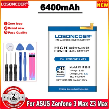 LOSONCOER 6400mAh C11P1611 Pil İçin ASUS Zenfone 3 Max Z3 Max ZC520TL X008DB Peg Asus 3X008 X008D Z01B Pil + Hızlı Gelmesi