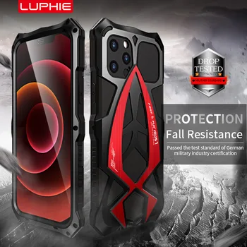 LUPHIE Alüminyum Metal Silikon Darbeye Dayanıklı Telefon Kılıfı iPhone 12 11 Pro Max mini 7 8 Artı XR X XS MAX Anti-vurmak Kapak