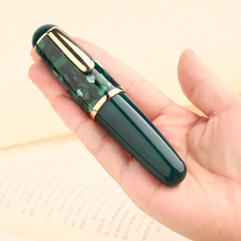 MAJOHN Q1 Yeşil Akrilik Mini dolma kalem Reçine Taşınabilir Mürekkep Kalem İridyum EF / F Ucu Kutusu Kısa Yazma Hediye Kalem Seti