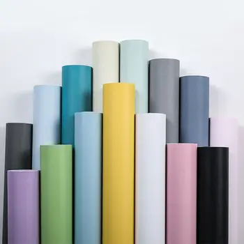 Mat Düz Renk Kendinden Yapışkanlı Duvar Kağıdı Mobilya Dolap Yenileme Çıkartmalar Yatak Odası Vinil Film DIY Kendinden Yapışkanlı Odası Dekor