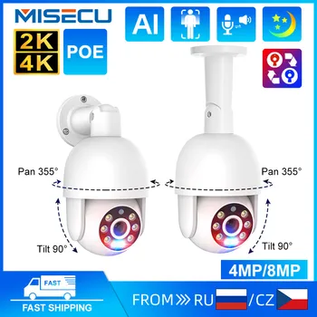 MISECU POE IP Kamera 8MP 4MP Açık ev güvenlik kamerası İki Yönlü Ses Otomatik İzleme İnsan Algılama IR Gece Görüş Onvif