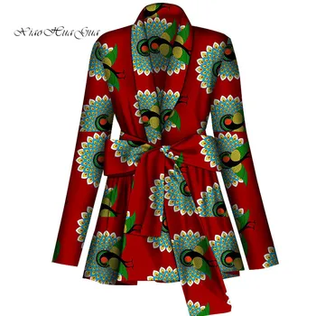 Moda Afrika Tarzı Gömlek Mont Uzun Kollu Yüksek Bel Dış Giyim Tops Ankara Elbise Kadınlar için Parti afrika kıyafeti WY4236