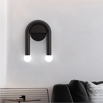 Modern led duvar lambası siyah iskandinav aydınlatma armatürü yaratıcı oturma yatak odası banyo başucu dekor kapalı aplikleri ışık