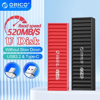 ORICO USSD Katı Hal U Disk 520 mb / s Flash Sürücü 128GB 256GB 512GB 1TB Tip-C USB3. 2 PenDrive Siyah Metal Katı Hal sabit disk