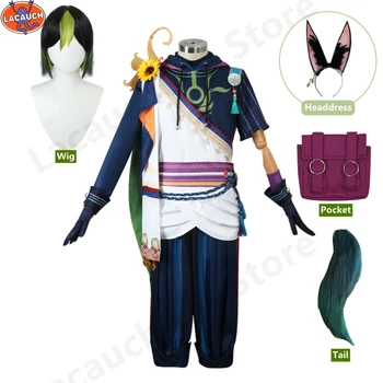 Oyun Genshin Darbe Tighnari Cosplay Kostüm Yeni Cilt Suit Cadılar Bayramı Karnaval Sumeru Genshin Ayakkabı Cosplay Kulaklar Peruk Kuyruk