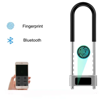 Parmak izi U Kilit Bisiklet IP65 Su Geçirmez Bluetooth APP Kontrol Bisiklet Akıllı Kilit USB Şarj İle Anti-hırsızlık Güvenlik cam kapi