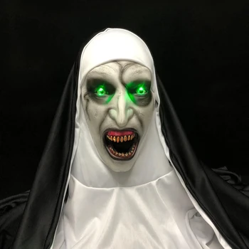 Rahibe Maskesi Cosplay Maskeleri Led Valak Cadılar Bayramı Terör Kostümleri Kadınlar İçin Korkunç Lateks Maskeleri Kostüm Sahne Deluxe Mascarillas