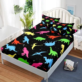 Renkli Dinozor Çarşaf Seti Tek Kişilik Yatak Çocuklar Karikatür Dinozor Erkek Çarşaf seti mikrofiber yatak Örtüsü Çocuk Yatağı