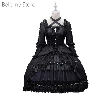 Rüya Çapraz Muhteşem Siyah Gotik Lolita OP Elbise