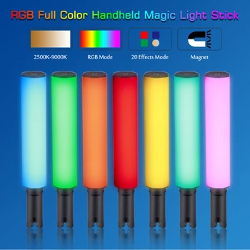 SH RGB el led ışık fotoğraf ışık çubuğu değnek şarj edilebilir 20 aydınlatma modu ile 0-100 % parlaklık seviyeleri 2500-9000K