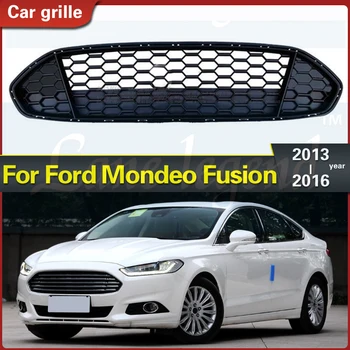 Siyah Ön İzgara İzgara Çerçeve Petek Örgü Kapak Logo ile Fit Ford Fusion Mondeo 2013-2016 İçin Araba Styling