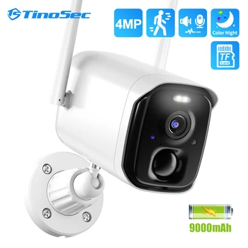 TinoSec HD 4MP Kamera Wifi Pil Kamera İki yönlü Ses Tam Renkli Gece Görüşlü Güvenlik Koruma Mini Kameralar IP65 Su Geçirmez