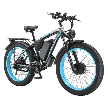 Toptan Fiyat 2000W E-Bisiklet AB ve ABD Depo Çift Motorlu E-Bisiklet 23AH Pil 2x1000W Motor 26x4. 0 inç Yağ Lastik Elektrikli Bisiklet