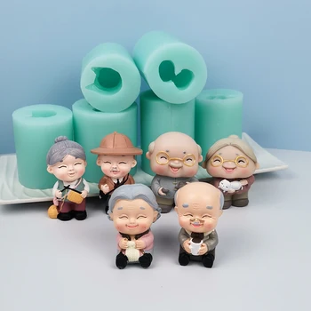 TS0257 3D Büyükbaba Ve Büyükanne Yaratıcı Çiftler Sevimli Bebek Sabun Mumlar Kil Reçine Kalıpları DIY silikon kalıplar PRZY