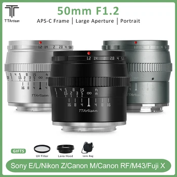 TTArtısan 50mm F1.2 APS-C Büyük Diyafram Manuel Odak Sabit odak lensi Sony E Fuji XF M4/3 Canon M Nikon Z Canon RF L Montaj