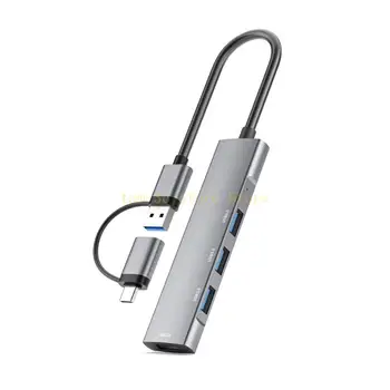 USB Tip C HUB Dock 4 Port USB3.0 Splitter Adaptörü için Tip C / USB Cihazları, Yüksek Hızlı Veri Transferi ve Şarj D0UA