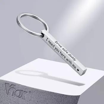 Vnox Baba Sürücü Güvenli Anahtarlıklar, Paslanmaz Çelik Dikey Çubuk Cuboid Anahtarlık, Aile Sevgilisi için Hediye En İyi Arkadaşlar Takı