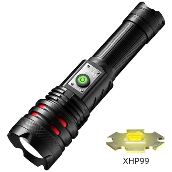 XH-P160 LED Güçlü El Feneri Alüminyum Alaşım USB Şarj Edilebilir Taşınabilir 26650 Yakınlaştırma Torch Açık Taktik Flaş Lambası Uzun Atış