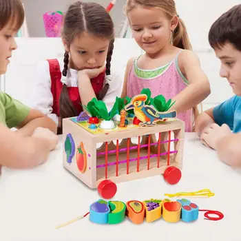 Yapı blok oyuncaklar Bebekler için Ahşap Eğitim Yapı Taşları Turp Meyve Balıkçılık oyuncak seti Bebekler için Çok Fonksiyonlu