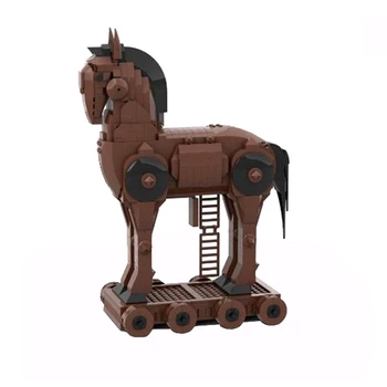 Yaratıcı DIY Süs Oyuncaklar MOC Ortaçağ Bulmaca Hayvan Modeli Truva Atı Yapı Taşları Eğitim Tuğla çocuk için oyuncak Hediyeler