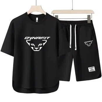 Yaz Yeni erkek 2 Parça T-shirt + şort takımı Moda Baskı Gevşek Harajuku Tarzı Sokak Giyim Rahat Golf Spor