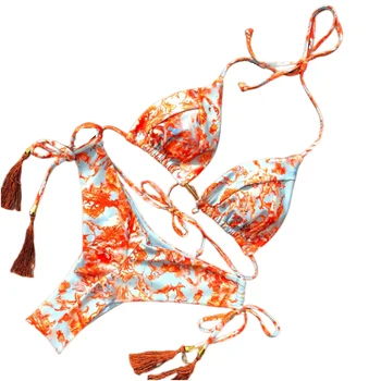 Yeni Çiçek Baskı bikini seti 2022 Seksi Strappy Mayo Kadınlar Mayo Kadın İki parçalı Mayo Beachwear Bayan 04