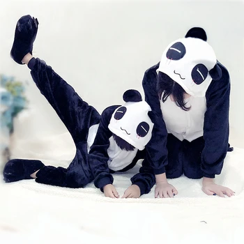 Yetişkin Kürklü Panda Pijama Unisex Çift Karikatür Unisex Cosplay Hayvan Pijama Kış Pijama Erkekler Kostüm Ev Pijama