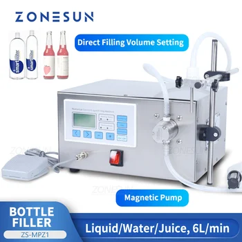 ZONESUN Yarı Otomatik şişe dolum makinesi Sıvı Su Suyu İçecekler 1 Kafa Manyetik Pompa kavanoz ambalajı Üretim ZS-MPZ1