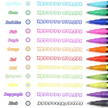 Çift Hat 12 Renk İşaretleyiciler Anahat Kalem Glitter Yazma Çizim Doodle Dazzle Hattı Boya Kalemleri DIY Kart Posterler Boyama