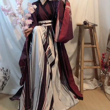 Çin Hanfu Elbise Kadınlar Antik Geleneksel Hanfu Kıyafet Kadın Karnaval Cosplay Kostüm Renk Çizgili Hanfu Setleri Artı Boyutu