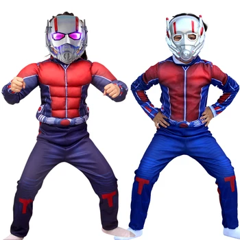 Çocuklar Süper Kahraman Antman Kas Tulumlar Maske Parti Cosplay Kostümleri noel hediyesi