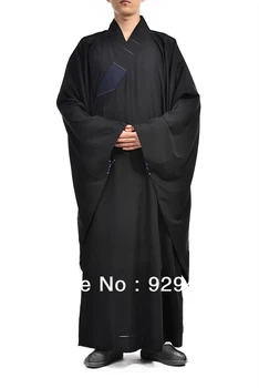 ünlü marka siyah shaolin Budist rahipler giyim Budizm layrobes meditasyon gownHaiqing dövüş sanatları üniformaları rahat