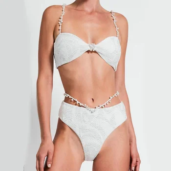 Düz Renk Yay Tasarım Mayo Çapraz Toplamak İnce Bikini Dize Askı Tatil Beachwear Backless Yüksek Bel Mayo Kadınlar